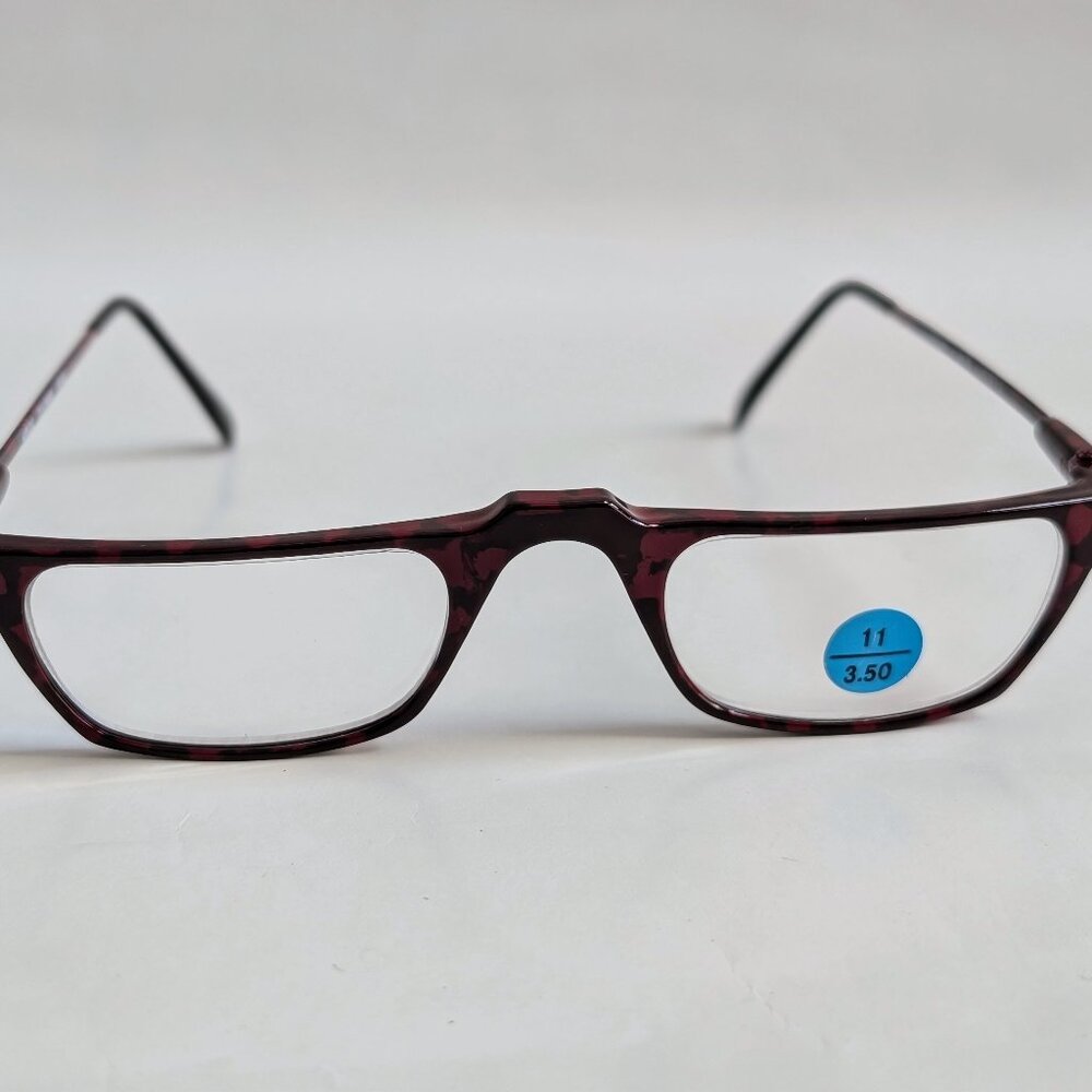 NWT Vintage 90's Carbon Fiber Rectangle Half Frame Reading Glasses (Burgundy)